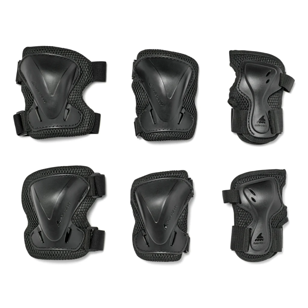 Set de protecție pentru copii Rollerblade EVO PRO GEAR JUNIOR 3 PACK NERO, genți de genunchiere, protectii pentru coate și încheieturi pentru skateboarding și role