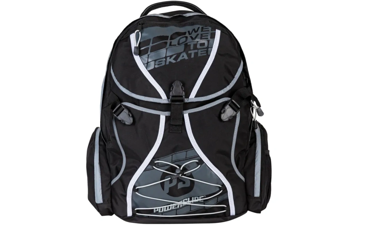 Rucsac PowerSlide Sports Backpack pentru echipament sportiv, culoare neagră și albastru, pentru activități sportive