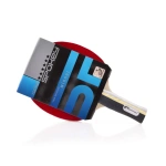 Rachetă pentru tenis de masă Spokey WINNER 6* vedere de aproape, culoare albastru cu detalii negre și maner ergonomic