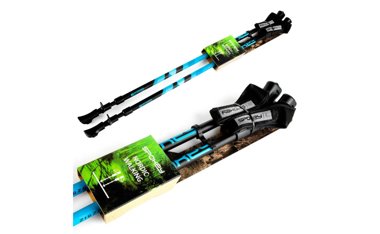 Bețe pentru mers nordic Spokey ZIGZAG II, design colorat și antiderapant, pentru sport și fitness