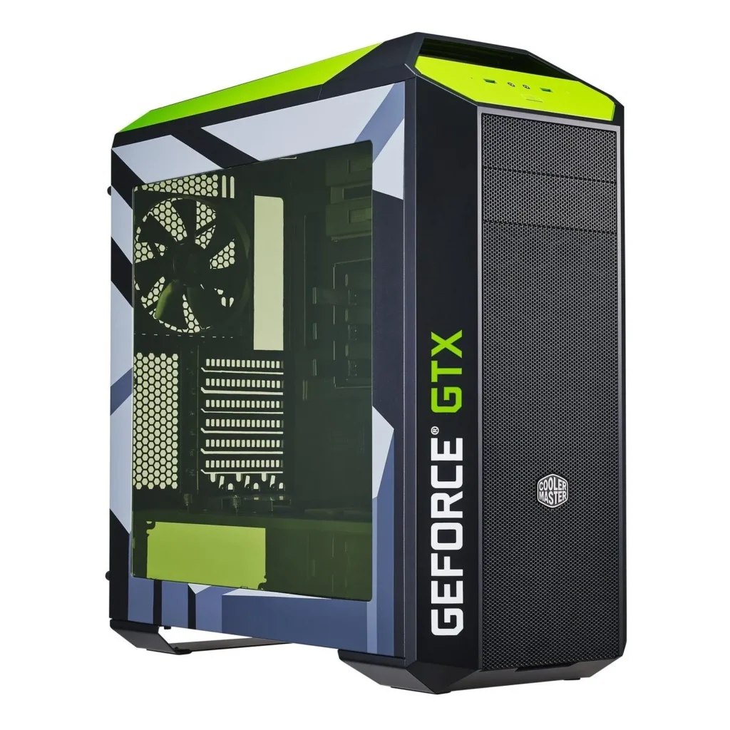 Cap de calculator pentru jocuri cu placă video GeForce 3070TI și procesor Intel Core 11400F, potrivit pentru echipamente de gaming.