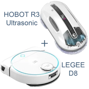 HOBOT Legee D8 + R3 Ultrasonic // Robot de podea + Robot de Geamuri // Робот мойщик пола + робот-мойщик окон