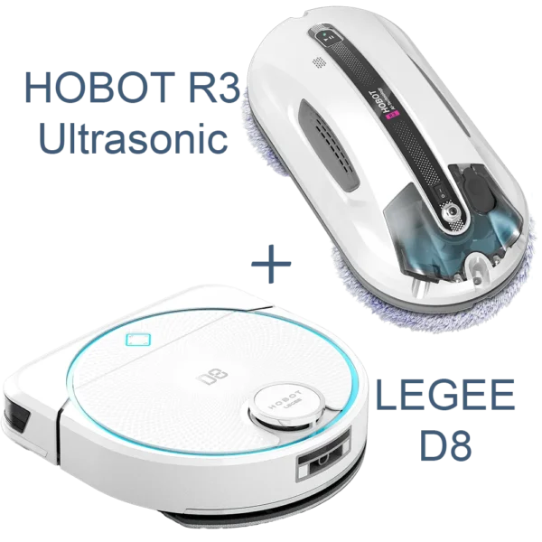 HOBOT Legee D8 + R3 Ultrasonic // Robot de podea + Robot de Geamuri // Робот мойщик пола + робот-мойщик окон