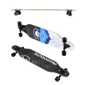 Panou mic cu longboard LG-SK-W Abisal cu design Skull din lemn, pentru skateboarding, pentru shop-ul de echipament sportiv