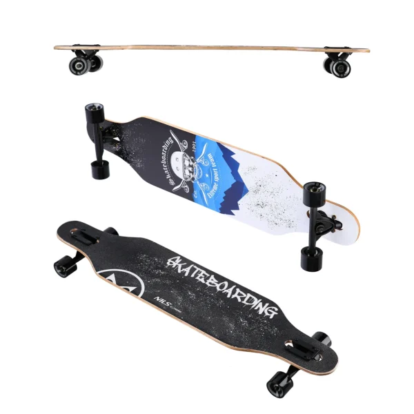 Panou mic cu longboard LG-SK-W Abisal cu design Skull din lemn, pentru skateboarding, pentru shop-ul de echipament sportiv