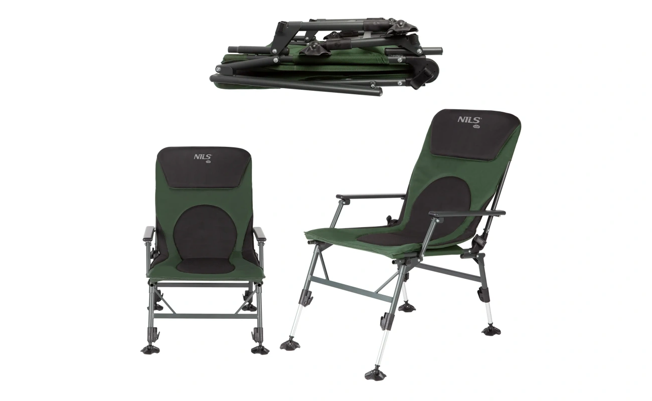 Scaun de pescuit NC1801 Abisal Scandinavian Fishing Chair NILS CAMP, pentru pescuit în remove, cu suport pentru unelte și confort sporit