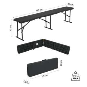 Складная садовая скамейка NC3404 Abisal DARK GREY FOLDING GARDEN BENCH 180 CM NILS CAMP