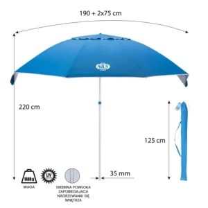 Umbrelă de plajă NC7822 Abisal BEACH UMBRELLA XL 220 CM NILS CAMP