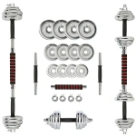 Set de gantere abisal cu cauciuc de 20kg și finisaj cromat, ideale pentru antrenamente de forță în sală, prezentat pe pagina SET DE Gantere Abisal CHROME STC21 ÎN CAUCIUC CU ADEVĂRAT 20KG HMS