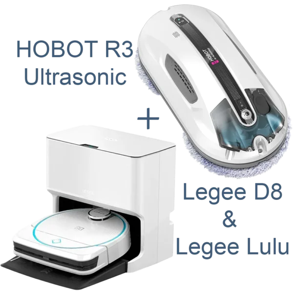 Hobot D8 + Lulu + R3-Ultrasonic // robot aspirator + stație de autocuratare + robot de curatat geamuri //робот пылесос + Станция самоочистки + Мойщик окон