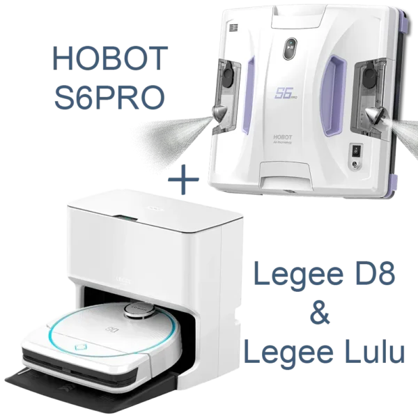 Hobot D8 + Lulu + S6PRO // robot aspirator + stație de autocuratare + robot de curatat geamuri //робот пылесос + Станция самоочистки + Мойщик окон