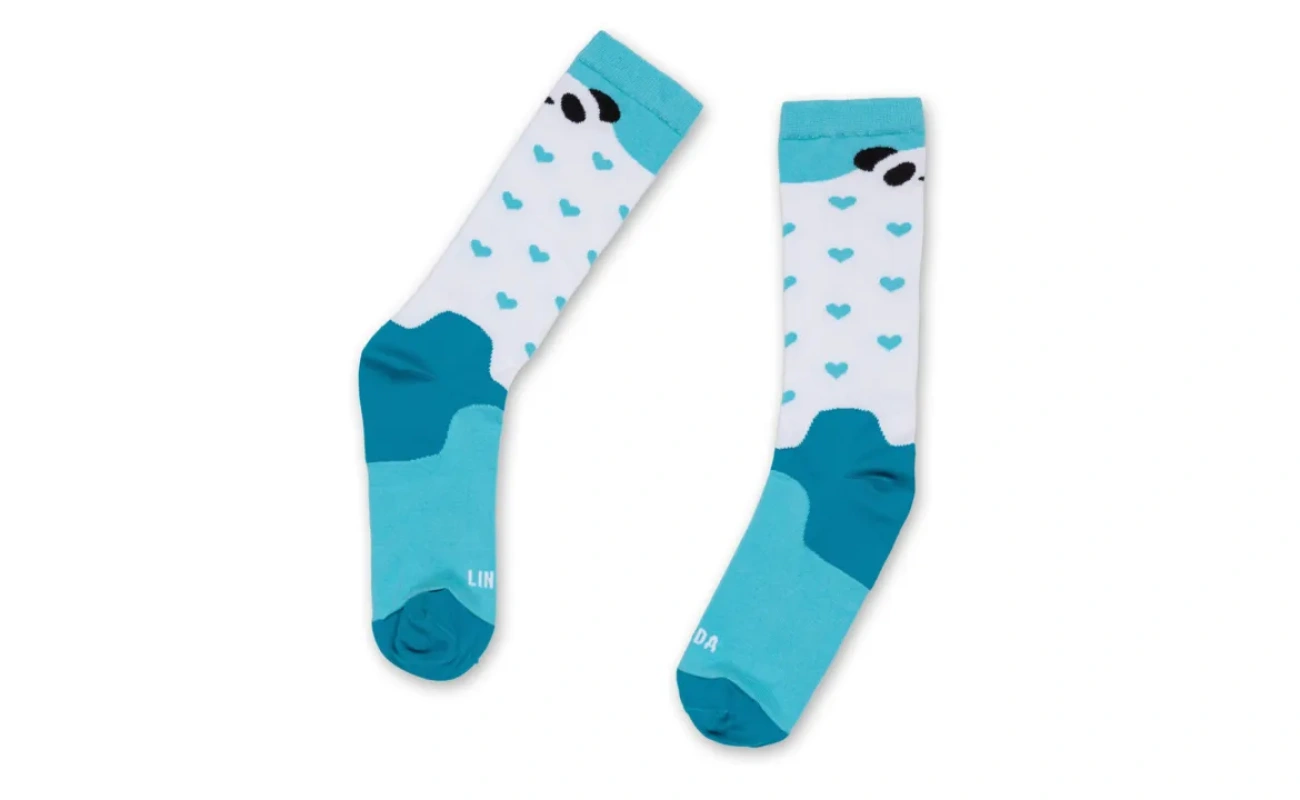 Ciorapi sport Panda Love pentru femei, mărimea 37-41, culoare alb-negru, pe fundal alb