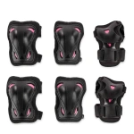 Set de protecție pentru femei Rollerblade 069P0500219, compus din genunchiere, coatele și protecții pentru încheieturi în culoare negru/lămâie, pachet de 3 bucăți