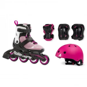 Role speciale Rollerblade 07221500T93 MICROBLADE CUBE ROSA/BIANCO Mărimea 33-36 – pentru copii, roți 4×72mm, duritate 80A, rulmenți SG3, extensibile