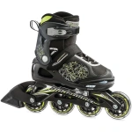 Role sportivali pentru copii Rollerblade Phaser Flash negru/verde, mărimea 32-35, cu 4 roți de 72mm, rigiditate 80A, și rulmenți SG3, retractabile.