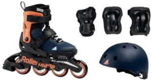 Rolekuri Rollerblade 07221500174 MICROBLADE CUBE BLU NOTTE/ARAN Mărime 33-36.5 – pentru copii, roți 4×72mm, duritate 80A, rulmenți SG3, reglabili