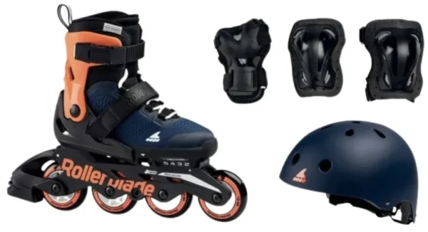 Rolekuri Rollerblade 07221500174 MICROBLADE CUBE BLU NOTTE/ARAN Mărime 33-36.5 – pentru copii, roți 4×72mm, duritate 80A, rulmenți SG3, reglabili