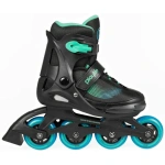  role de patins pentru copii POWERSLIDE PLAYLIFE KIDS SKATES Joker Sky, pantofi de patinaj în nuanțe de albastru și negru, destinați pentru sport și joacă pe gheață