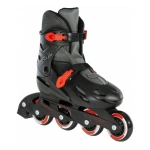 Role de patinaj pentru copii PLAYLIFE Riddler Black Cherry, ghete negre și roșii cu roluri pentru skate pe suport de promovare