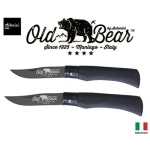 Cuțit pliabil Oldbear AE‑9303/15 MNN, cuțit pentru ciuperci cu mâner stratificat negru, oțel inoxidabil (tip Inox), compact, ușor (~45 g)