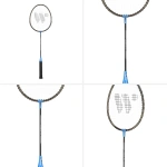 Racheta de badminton Abisal ALUMTEC 316 Wish, culoare negru și albastru, pentru joc sportiv în sala de sport