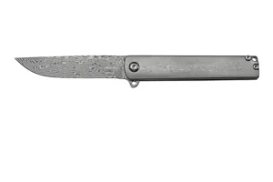 Складной EDC-нож Boker Plus Gemma Damascus BO‑01BO358DAM, элегантный флиппер для повседневного ношения с клинком и ручкой из дамасской стали (110 слоёв), открытие через flipper на шарикоподшипниках, надёжный framelock, клипса из дамаска (tip‑up, правая),