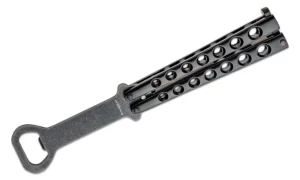 Открывалка Boker Magnum Balisong Black BO‑09SC011, butterfly‑открывалка без лезвия, ручки из анодированного алюминия черного цвета, черное stonewash покрытие, длина ~210 мм, вес ~130 г