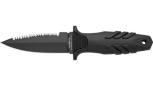 Тактический кинжал Elementum Dagger FX‑647 S, клинок 100 мм из стали N690Co (HRC 58–60), покрытие Black Idroglider, рукоять PP+TPE, ножны Kydex с MOLLE‑системой, общая длина 206 мм, вес ~100 г