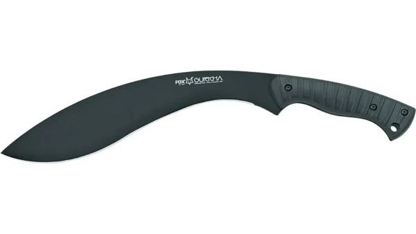 Кукри‑мачете Gurkha 660 FOX Gurkha Kukri, фиксированное кукри‑мачете из нержавеющей стали 440A (HRC 55–57) с черным покрытием PTFE‑Idroglider, длина клинка ~320 мм, общая длина ~470 мм, рукоять FRN Nylon с резиновым покрытием, вес ~875 г