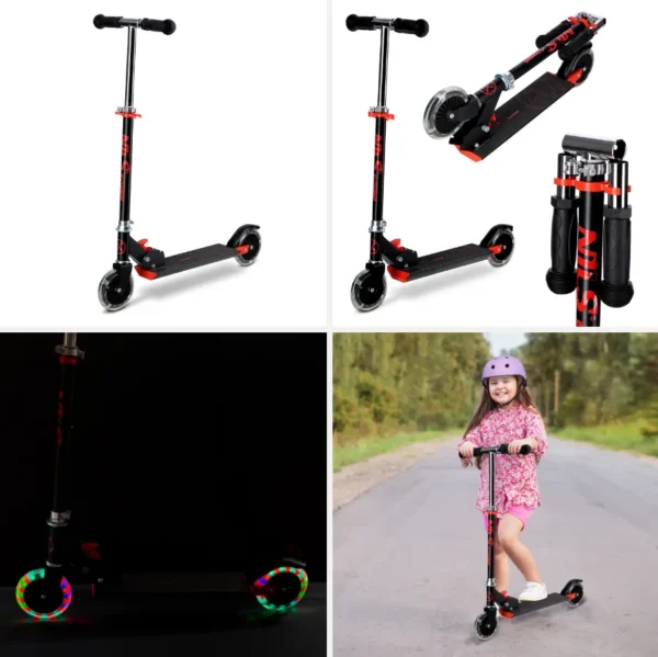 Troliu sportiv pentru copii HD120L Abisal negru și roșu de la Nils Extreme, pentru scooter, inclus în echipament sportiv.
