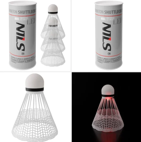 Set de 3 mingi de volei nylon LED pentru sport, culoare neagră cu detalii albe, destinat pentru jocuri în interior și exterior
