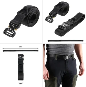 Curea tactică NC1729 Abisal 125cm neagră, produs de echipament sportiv, utilizată pentru activități în aer liber și sporturi.