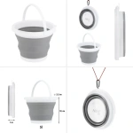 Găleată pliabilă de plastic gri de 5 litri NILS CAMP NC1783 Abisal, destinată pentru echipament sportiv și activități în aer liber