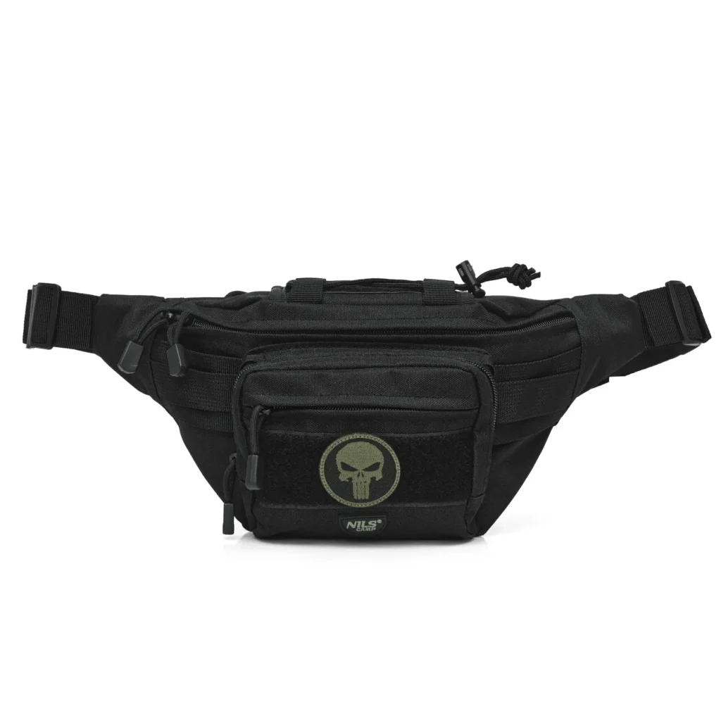 Geantă de șold Abisal NC3906 HIP BAG de 2 litri, neagră, cu buzunar cu fermoar, curea reglabilă și țesătură rezistentă la apă, potrivită pentru echipament sportiv