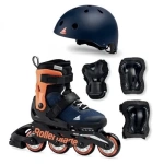 Rolete sportive Microblade Cube de culoare albastru închis, model Midnight Blue, pentru marime 33-36.5, potrivite pentru activități sportive și plimbări rapide