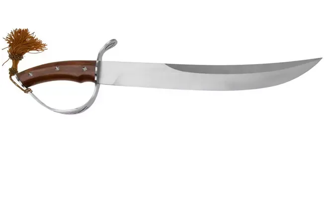 Сабля Viper Mathusalem Sabre VT4890CB, сомелье‑сабля из стали W.Nr. 1.4034, сатинированный клинок ~330–335 мм, общая длина ~470 мм, рукоять Cocobolo wood, вес ~490 г